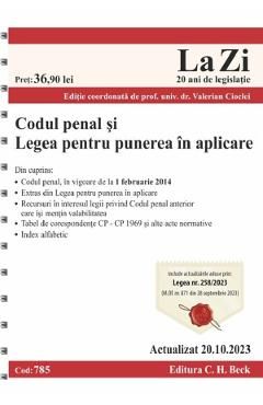 Codul penal si Legea pentru punerea in aplicare Act. 20 octombrie 2023 Ed. Spiralata
