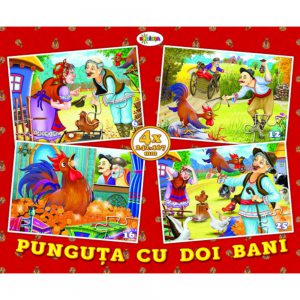 Puzzle - punguta cu doi bani (4 imagini - 59 de piese)