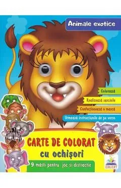 Carte de colorat cu ochisori. Animale exotice