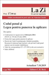 Codul penal şi Legea pentru punerea în aplicare. Actualizat la 7.10.2019