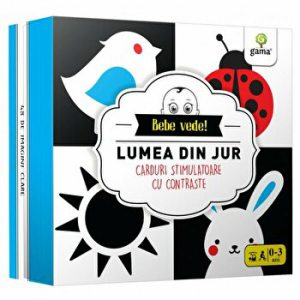 Lumea din jur. Carduri stimulatoare cu contraste. Bebe vede!