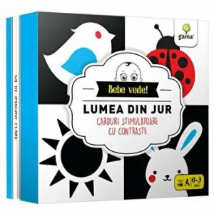 Lumea din jur. Carduri stimulatoare cu contraste. Bebe vede!