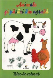 Animale si pasari din ograda: bloc de colorat