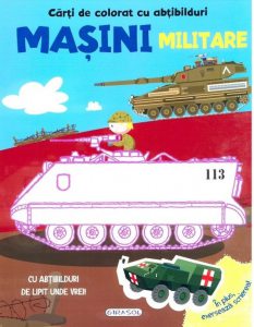 Carti de colorat cu abtibilduri - Masini militare