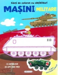 Carti de colorat cu abtibilduri - Masini militare