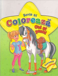 Scrie si coloreaza cai si ponei - verde