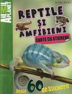 Carte cu stickere: Reptile si amfibieni