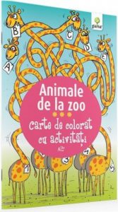 Animale de la zoo. Carte de colorat cu activitati