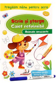 Scrie si sterge. Animale amuzante. Caiet refolosibilwhiteboard marker