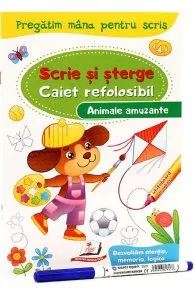 Scrie si sterge. Animale amuzante. Caiet refolosibilwhiteboard marker