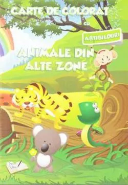 Carte de colorat cu abtibilduri - Animale din alte zone de Anonim