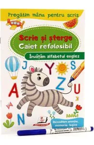 Scrie si sterge. Invatam alfabetul englez. Caiet refolosibilwhiteboard marker