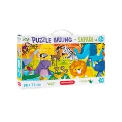 Joc educativ. Puzzle Lung Mimorello. Safari cu 40 de piese