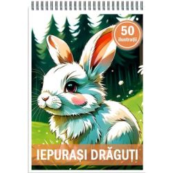 Carte de colorat, 50 de ilustratii, Iepurasi draguti
