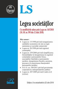 Legea societăţilor. Ediția a 3-a actualizată la 22.07.2018