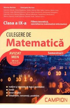 Culegere de matematica. Filiera teoretica: mate-info - Clasa 9 Sem.1