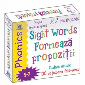 Sight words - Formeaza propozitii - 100 jetoane fata-verso - Invata limba engleza