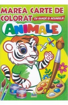 Marea carte de colorat cu guasa si acuarela. Animale
