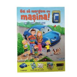Puzzle Track. Hai să mergem cu mașina! (carte   puzzle magnetic   creioane colorate)