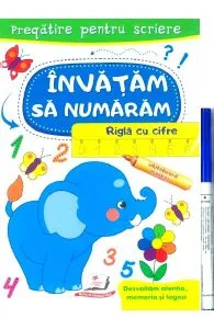 Scrie si sterge. Invatam sa numaram. Rigla cu cifre. Caiet refolosibilwhiteboard marker