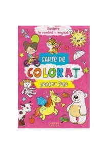 Carte de colorat pentru fete. Cuvinte în română și engleză