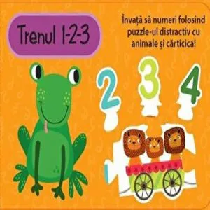 Trenul 1-2-3. Invata sa numeri folosind puzzle-ul distractiv cu animale si carticica! de Louise Buckens
