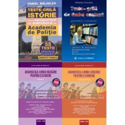 Pachet complet Admitere Academia de Politie Gramatica limbii romane, Notiuni, Exercitii si Grile. Teste grila de istorie Teste grila de limba engleza. Gramatica, vocabular