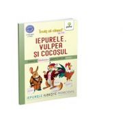 Iepurele, vulpea si cocosul. Carte cu abtibilduri pentru citit pe silabe
