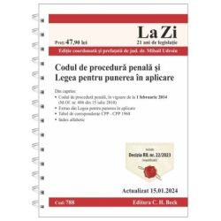 Codul de procedura penala si Legea pentru punerea in aplicare. Actualizat la 15. 01. 2024