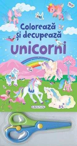 Coloreaza si decupeaza unicorni (albastru)