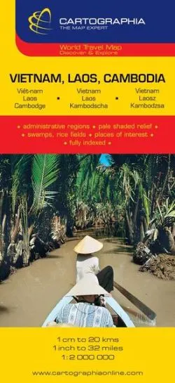 Hartă rutieră Vietnam, Laos, Cambodia