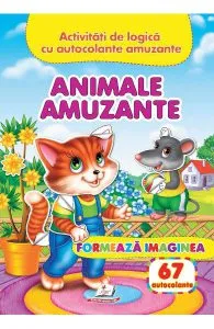 Animale amuzante: Formeaza imaginea. 67 autocolante