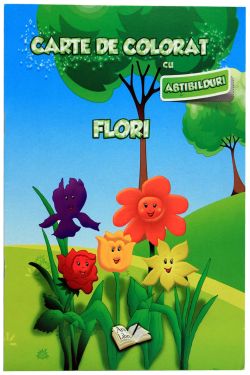 Carte de colorat cu abtibilduri - Flori