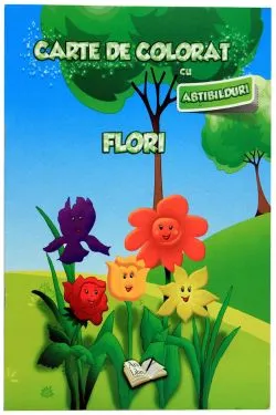 Carte de colorat cu abtibilduri - Flori