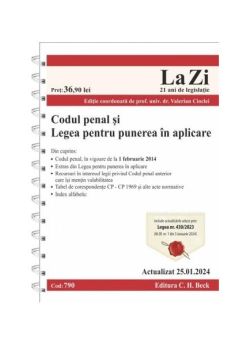 Codul penal și Legea pentru punerea în aplicare. Cod 790. Actualizat la 25.01.2024