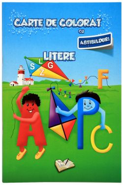Carte de colorat cu abtibilduri - Litere