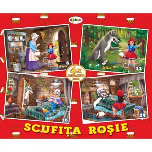 Puzzle - scufita rosie (4 imagini - 59 de piese)