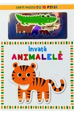 Invata animalele. Carte puzzle cu 15 piese
