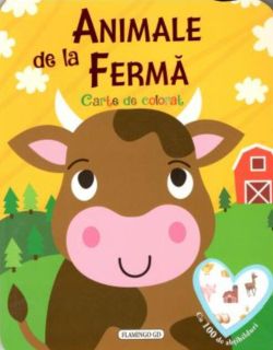 Animale de la fermă. Carte de colorat cu 100 de abțibilduri