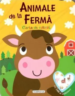 Animale de la fermă. Carte de colorat cu 100 de abțibilduri