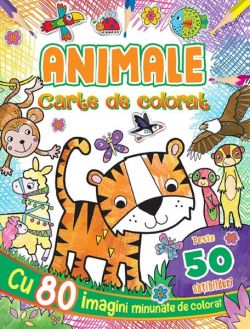 Animale. Carte de colorat cu peste 50 abțibilduri