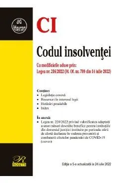 Codul insolventei Ed.5 Act. la 24 iulie 2022 de Autor Anonim
