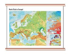 Harta fizică a Europei - mini - plastifiat cu șipci