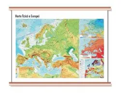 Harta fizică a Europei - mini - plastifiat cu șipci