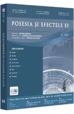 Revista romana de jurisprudenta Nr.1 din 2023. Posesia si efectele ei