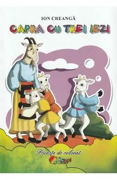 Capra cu trei iezi. Poveste de colorat de Ion Creanga