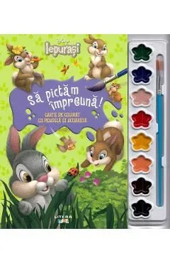 Disney. Iepurasi. Sa pictam impreuna! Carte de colorat cu pensula si acuarele de Autor Anonim