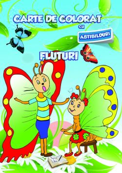 Carte de colorat cu abtibilduri - Fluturi