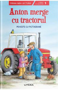 Anton merge cu tractorul. Poveste cu pictograme. Nivelul 1