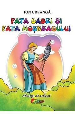 Fata babei si fata mosneagului. Poveste de colorat
